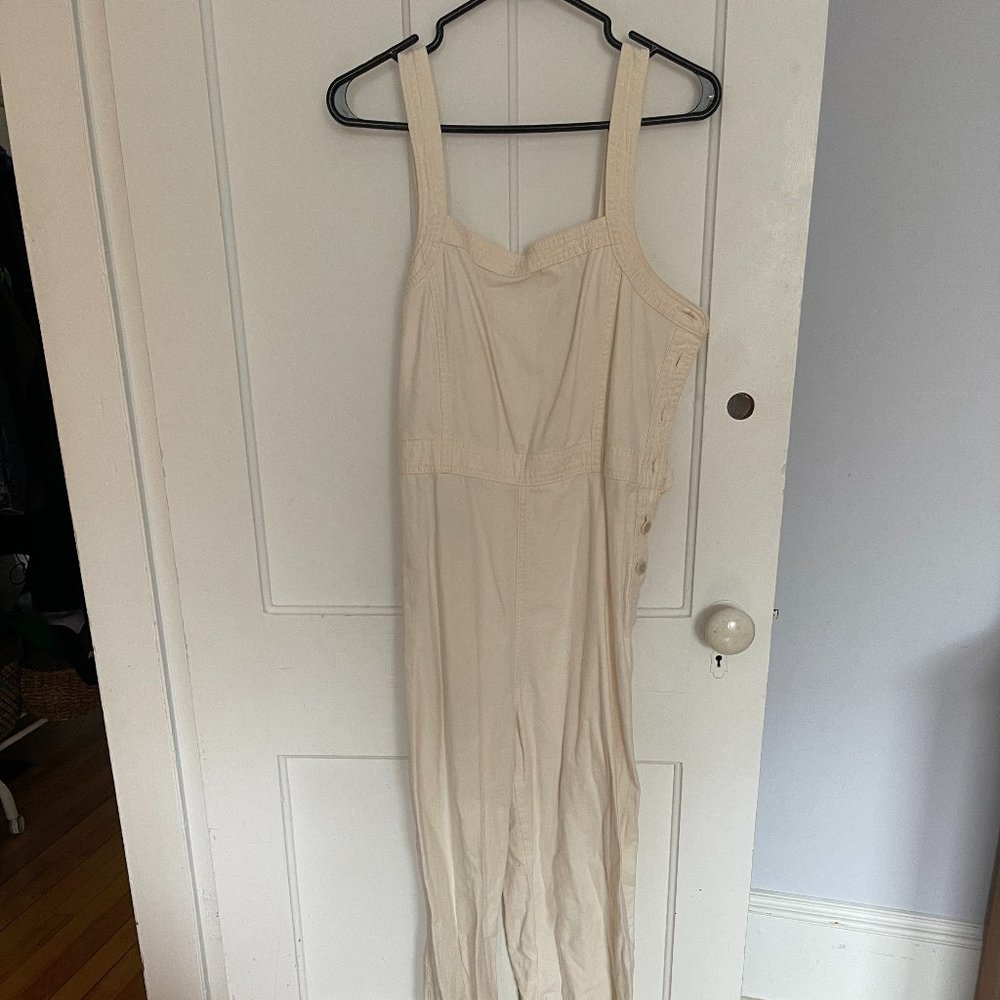 GAP Linen-Cotton White Jumpsuit Wide Leg